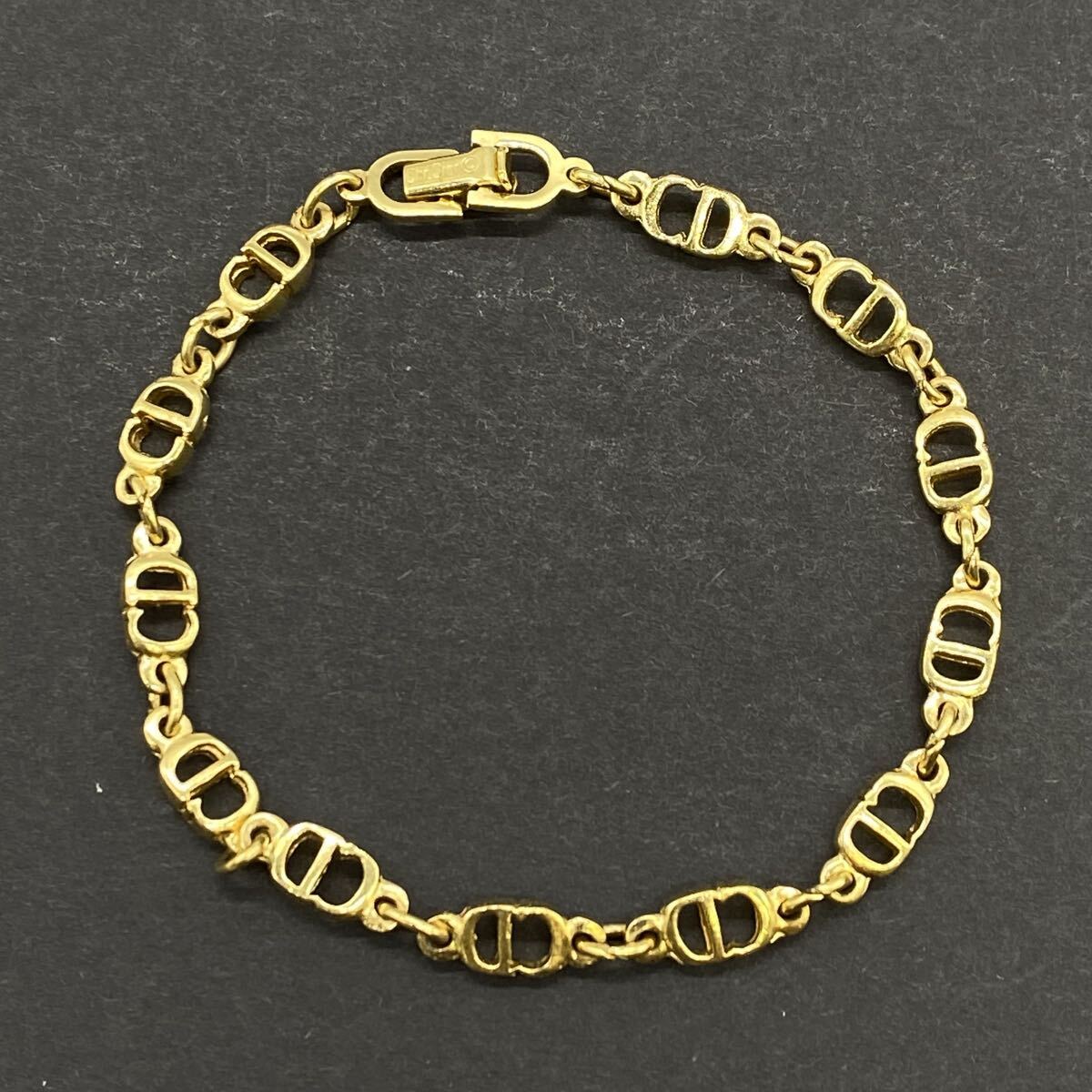 【5S41】1円スタート Christian dior クリスチャンディオール ブレスレット ゴールドカラー 全長 約20cm 重さ 約6.3g レディース拍卖
