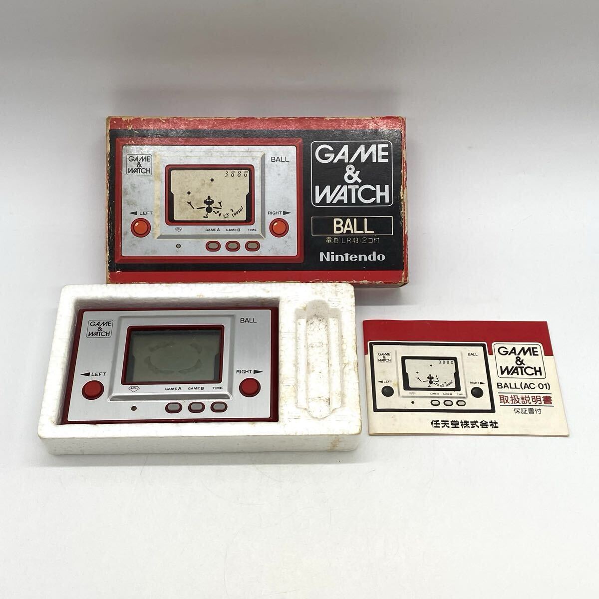 【6M68】 1円スタート Nintendo GAME&WATCH BALL AC-01 ニンテンドー ゲームウォッチ ボール ゲーム機 箱付き レッド拍卖