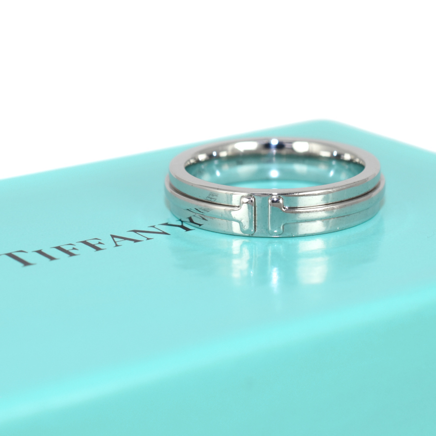 ティファニー 14号 ティファニー T TWO ナロー リング 指輪 K18ホワイトゴールド TIFFANY&CO.拍卖