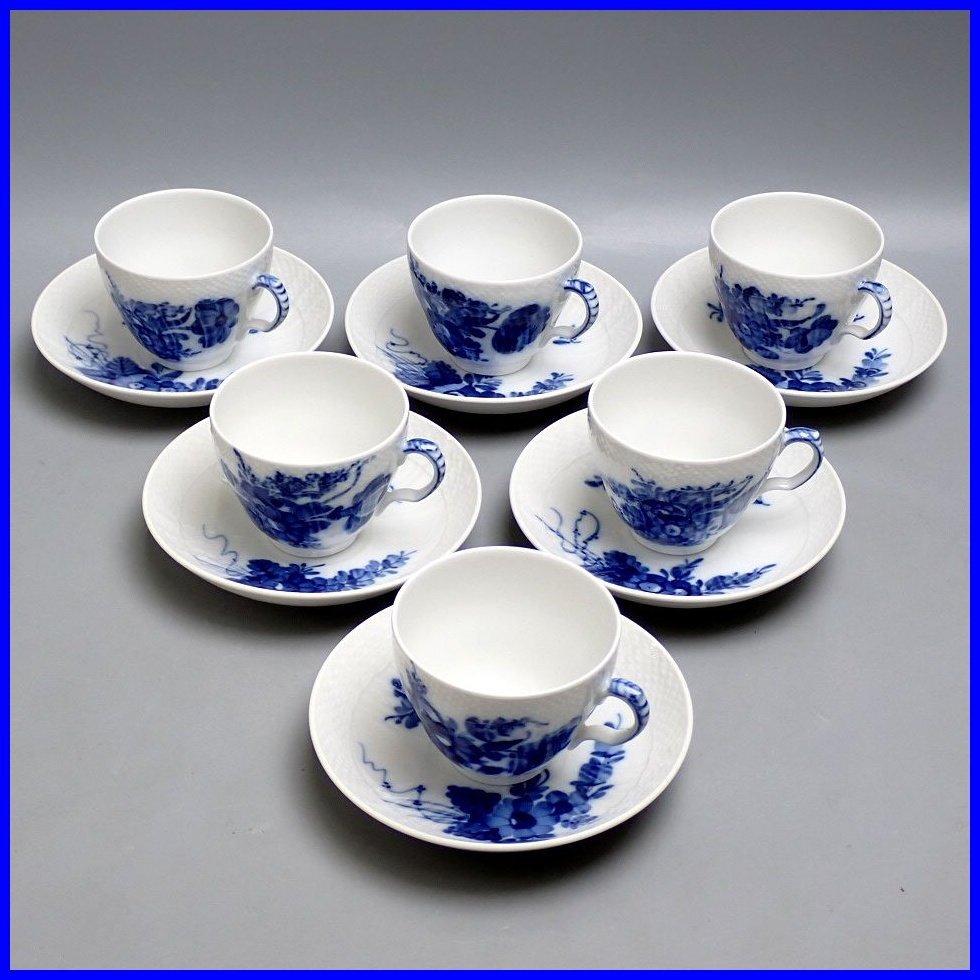 ☆1円 美品 ROYAL COPENHAGEN/ロイヤルコペンハーゲン ブルーフラワーカーブ コーヒーカップ&ソーサー 6客セット/C&S/茶器/食器&1964700335拍卖