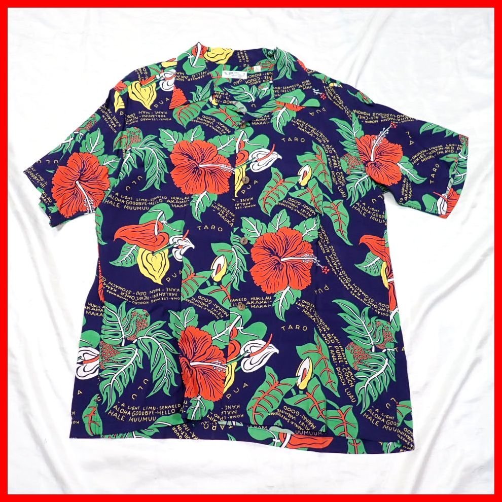 ★サンサーフ 半袖アロハシャツ ROMANTIC HAWAIIAN NICKNAMES メンズL/ダークネイビー/東洋エンタープライズ/ヴィンテージ&2228000035拍卖