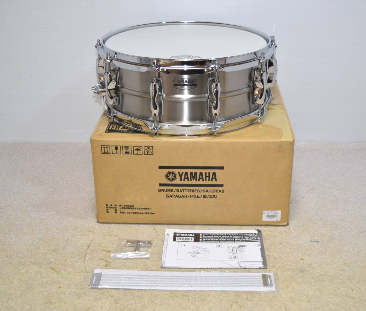 送料込み 未使用 ヤマハ スネアドラム RLS1455◇14"x5.5"ステンレススティールシェル拍卖