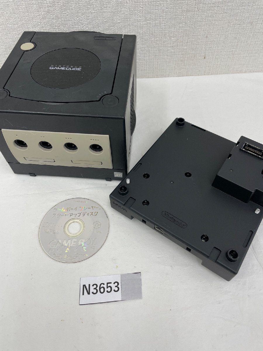 【1円~】【ジャンク品/読み込み確認済み】Nintendo GAMECUBE 本体 ブラック GBプレイヤー&スタートアップディスク付き 73-N3653拍卖