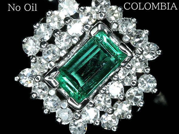 IMM18527【1円~】新品【RK宝石】コロンビア産 極上ノンオイル エメラルド 大粒0.59ct 極上ダイヤモンド K14WG 超高級リング GIA鑑 No Oil拍卖