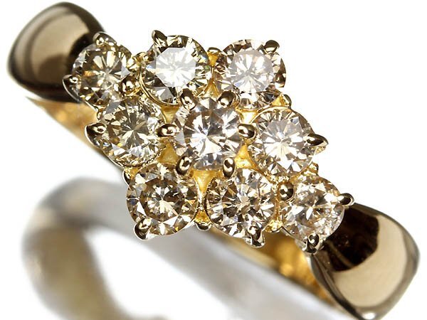 GK18672T【1円~】新品仕上【RK宝石】《DIAMOND》極上ブラウンダイヤモンド 総計1.00ct!! K18 高級リング ダイヤ フラワー拍卖