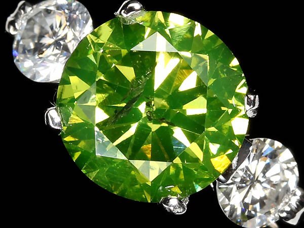 VRL18615【1円~】新品【RK宝石】《Diamond》極上アップルグリーンダイヤモンド 超特大3.055ct 極上脇石ダイヤ 0.51ct Pt900 超高級リング拍卖