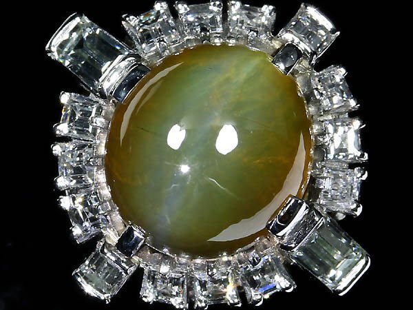 III18576T【1円~】新品仕上【RK宝石】上質クリソベリルキャッツアイ 特大7.88ct 極上ダイヤモンド 0.83ct Pt900 超高級リング ダイヤ拍卖