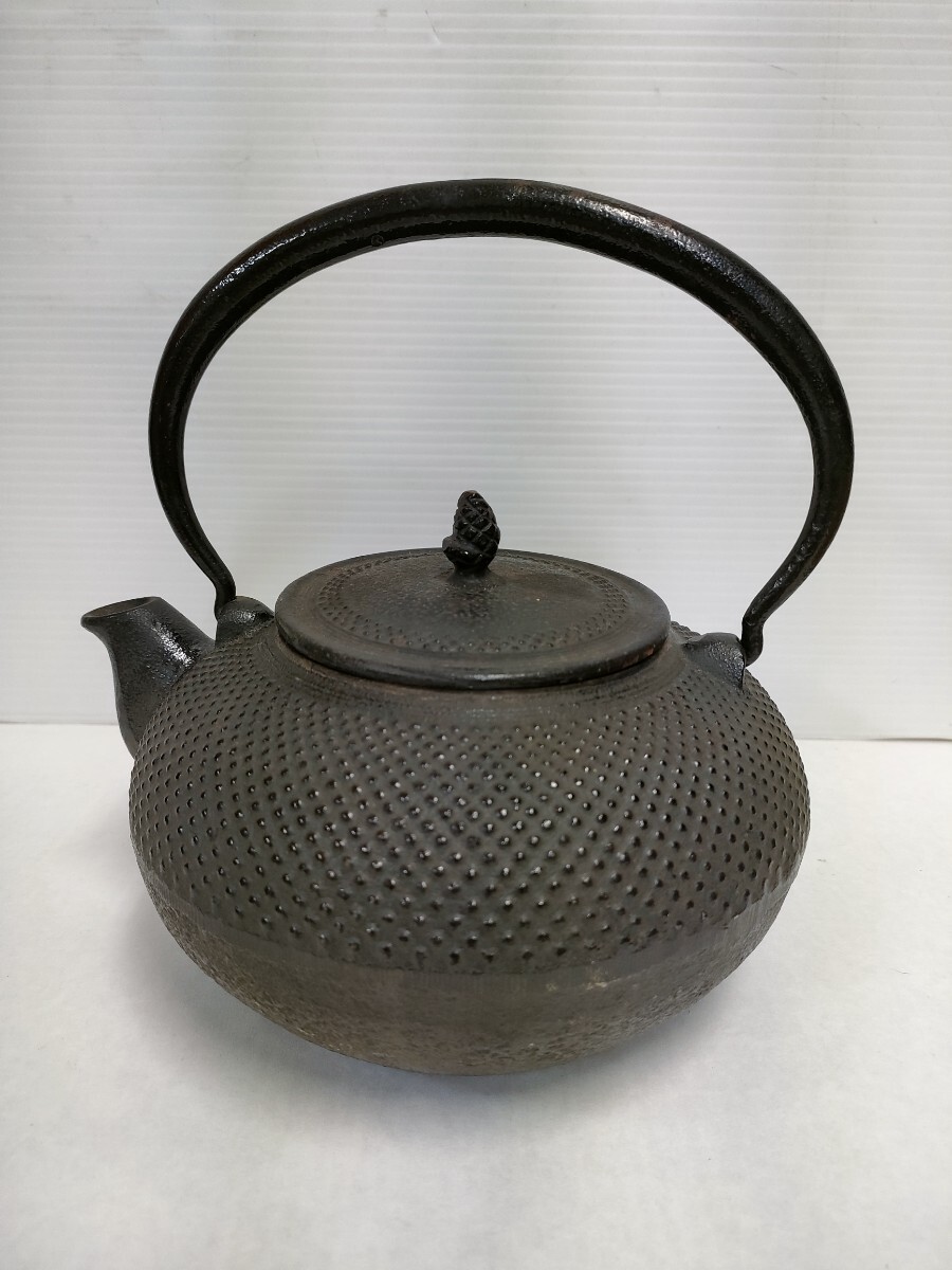 南部鉄器 南部鉄瓶 茶道具 煎茶道具 急須 伝統工芸品 茶器 鉄瓶 アラレ模様 中古 現状品拍卖