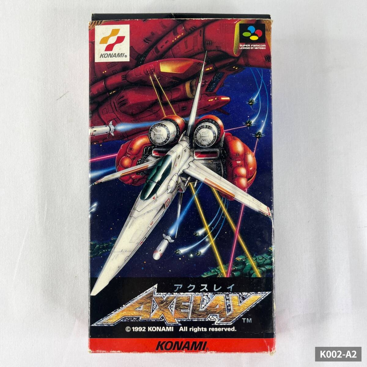 スーパーファミコン コナミ アクスレイ AXELAY 箱説ハガキ付 SFC シューティング 動作品拍卖