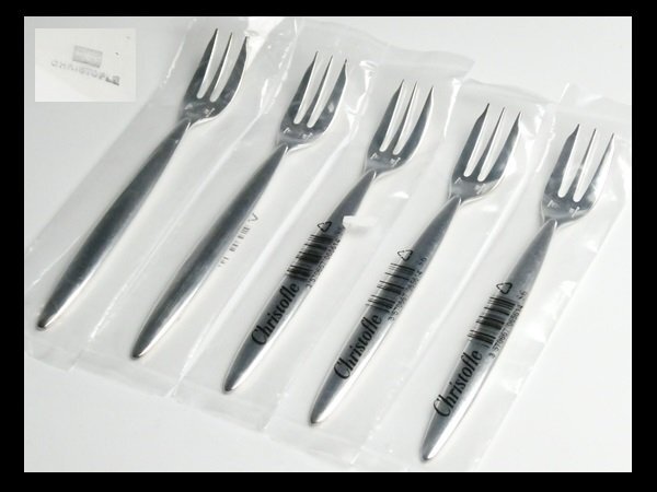 クリストフル シルバープレート Christofle 希少シリーズ ドロップ フォーク カトラリー 5pcs 未使用 N231拍卖