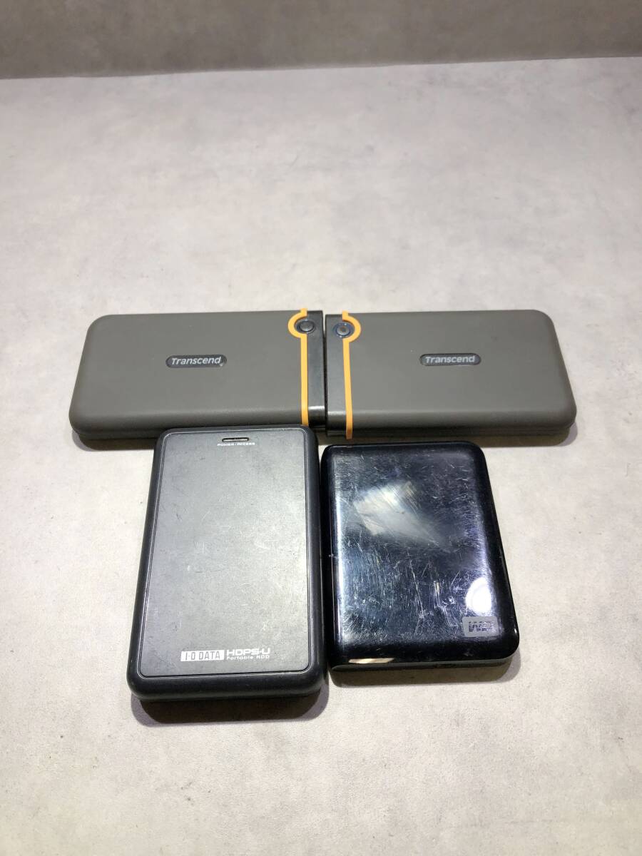 ポータブルHDD 4台まとめ【SA2998◎】Transcend StoreJet 500GB WD My Passport I・O DATA HDPS-U320 320GB フォーマット済 260619拍卖
