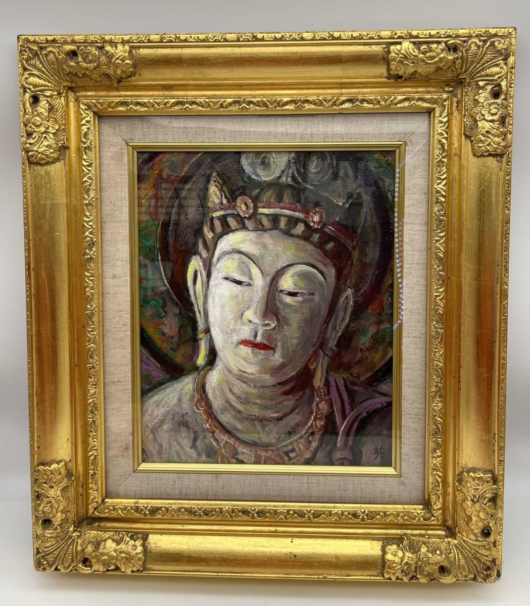 年鑑画家 英朝華 仏像 F3 額装 真作拍卖