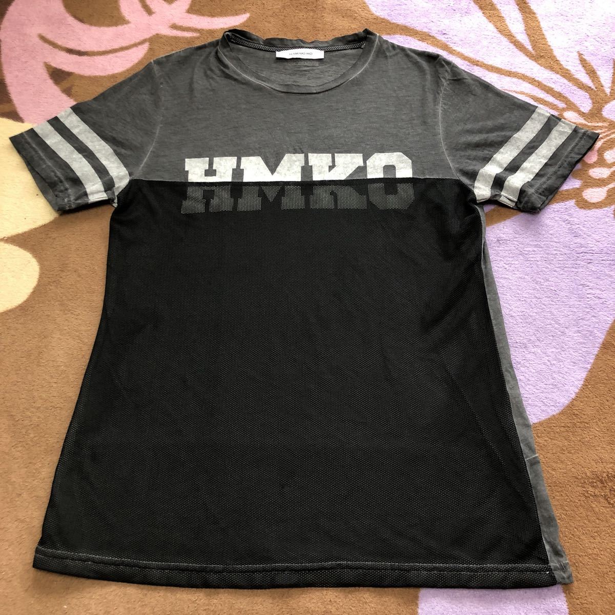HAMAKI-HO ハマキホ Tシャツ サイズM フロントメッシュ加工 バックプリントあり グレー 美品拍卖
