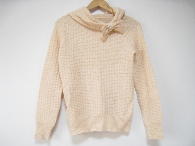 KarL Park Lane カールパークレーン トップス セーター ニット 長袖 リボン 毛混 ピンク ラメ Mサイズ拍卖