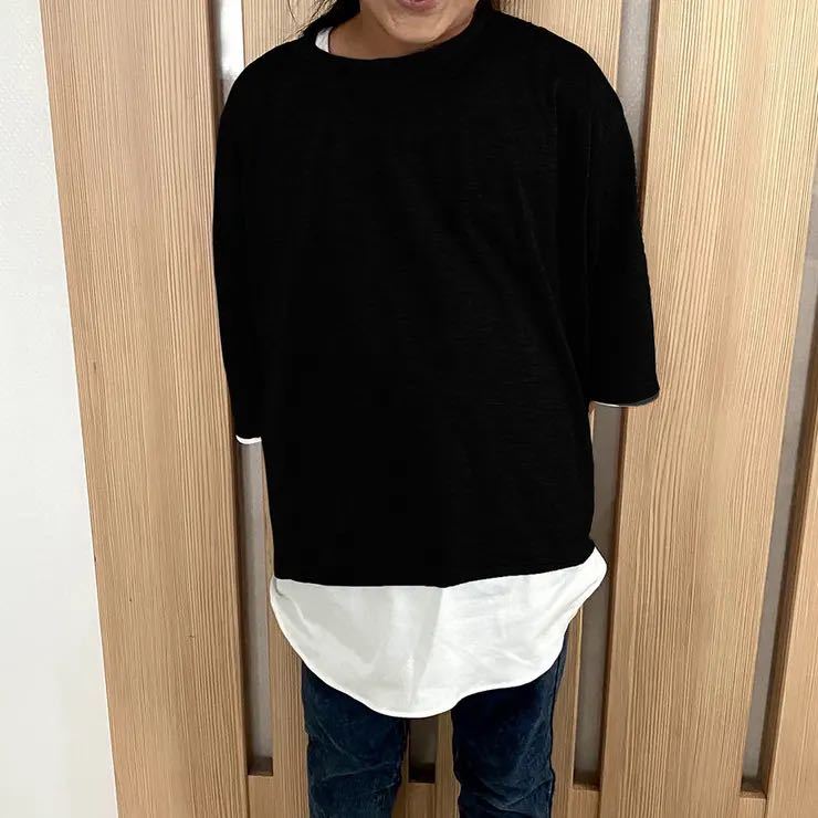 DiamondHearts シンプルレイヤード半袖 ブラック 130拍卖