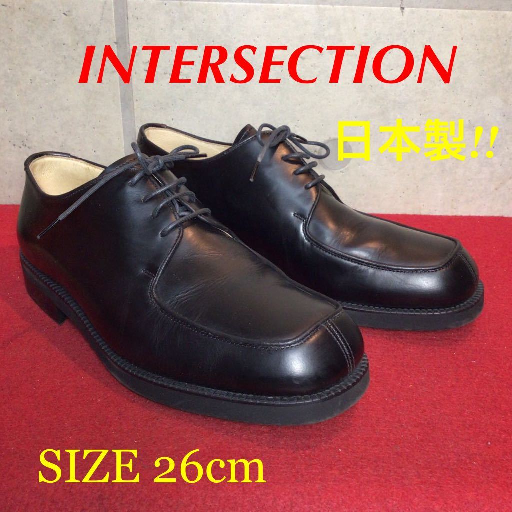 【売り切り!送料無料!】A-116 INTERSECTION ビジネスシューズ ブラック!26cm!日本製!中古箱なし!拍卖