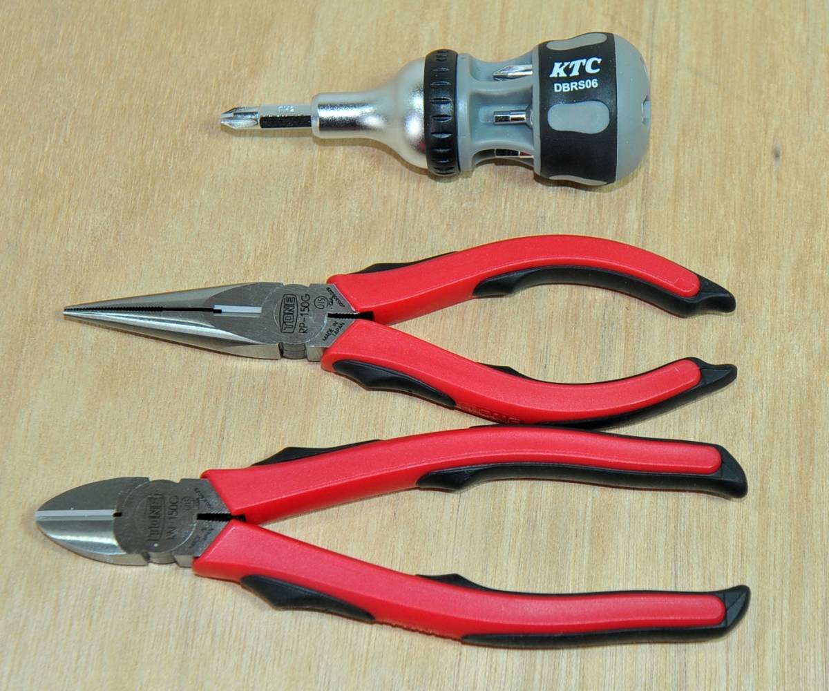 ★TONE ニッパー ラジオペンチ KTC ラチェットスタッビドライバ DBRS06 セット★KN-150G RP-150G ドライバー♪拍卖
