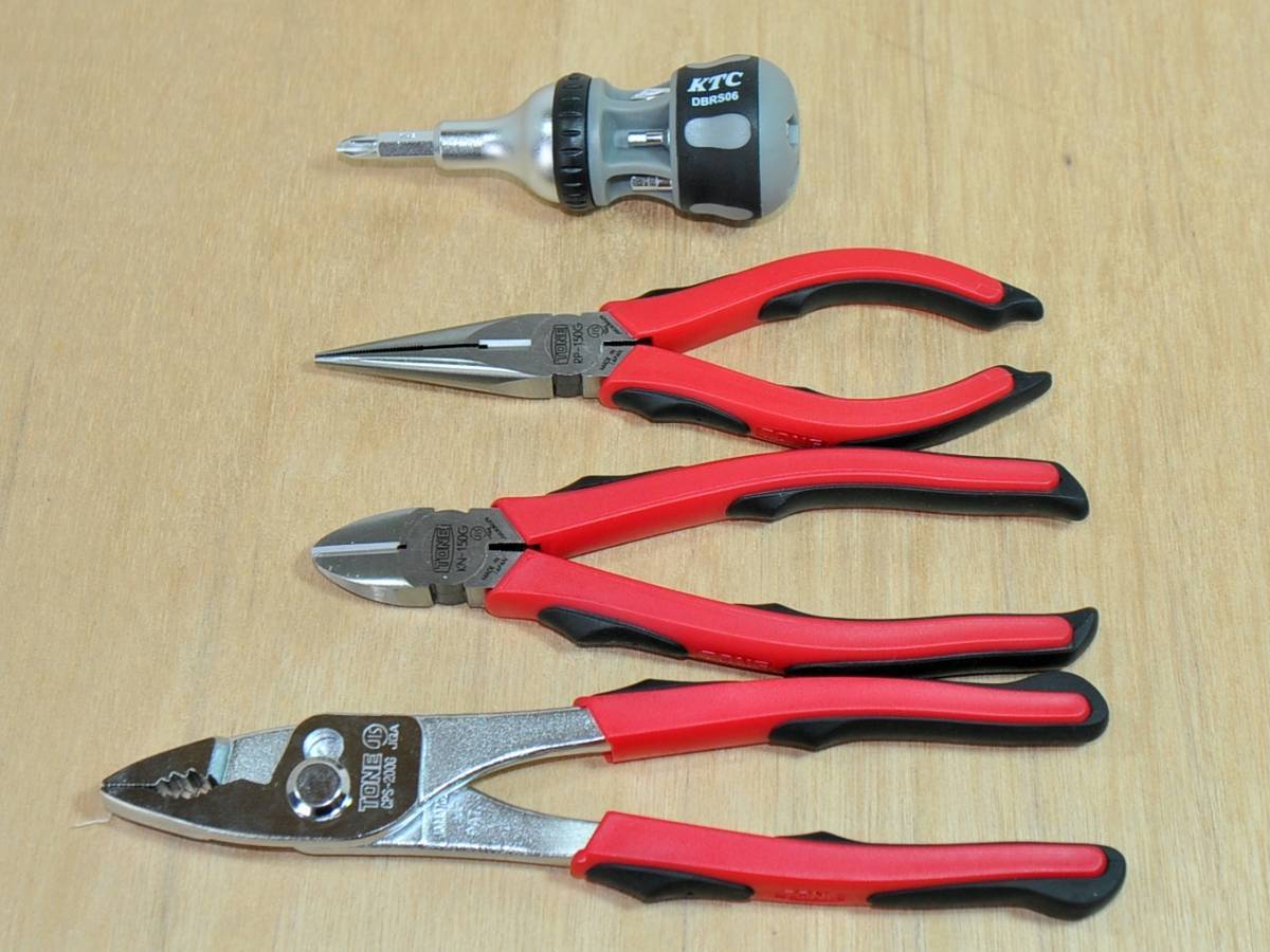 ★TONE ニッパー ラジオペンチ プライヤー KTC ラチェットスタッビドライバ DBRS06 セット★KN-150G RP-150G CPS-200G ドライバー♪拍卖