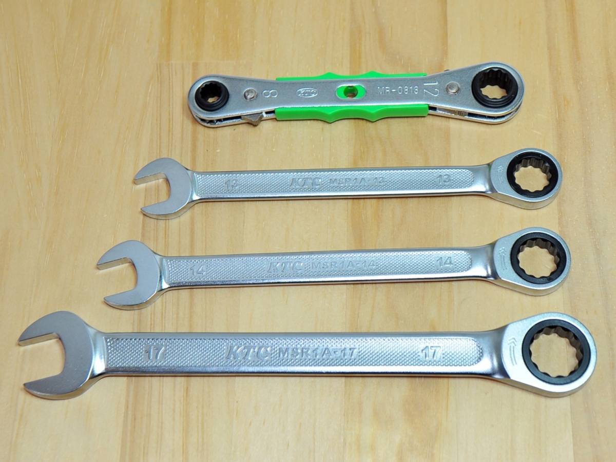 ★KTC 4サイズ板ラチェットレンチ ラチェットコンビレンチ 3本 セット◆ギアレンチ MR-0813 MSR1A-13・14・17拍卖