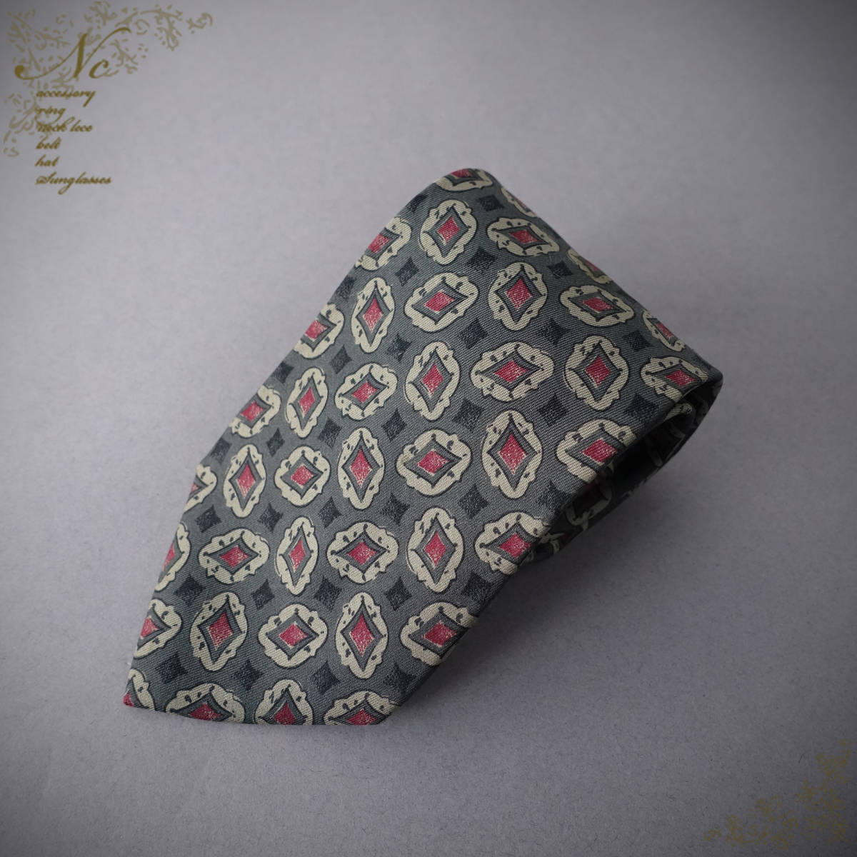 USED*Tiffany&Co./ティファニー/イタリア製シルク100%総柄ネクタイ/グリーン系/緑系拍卖