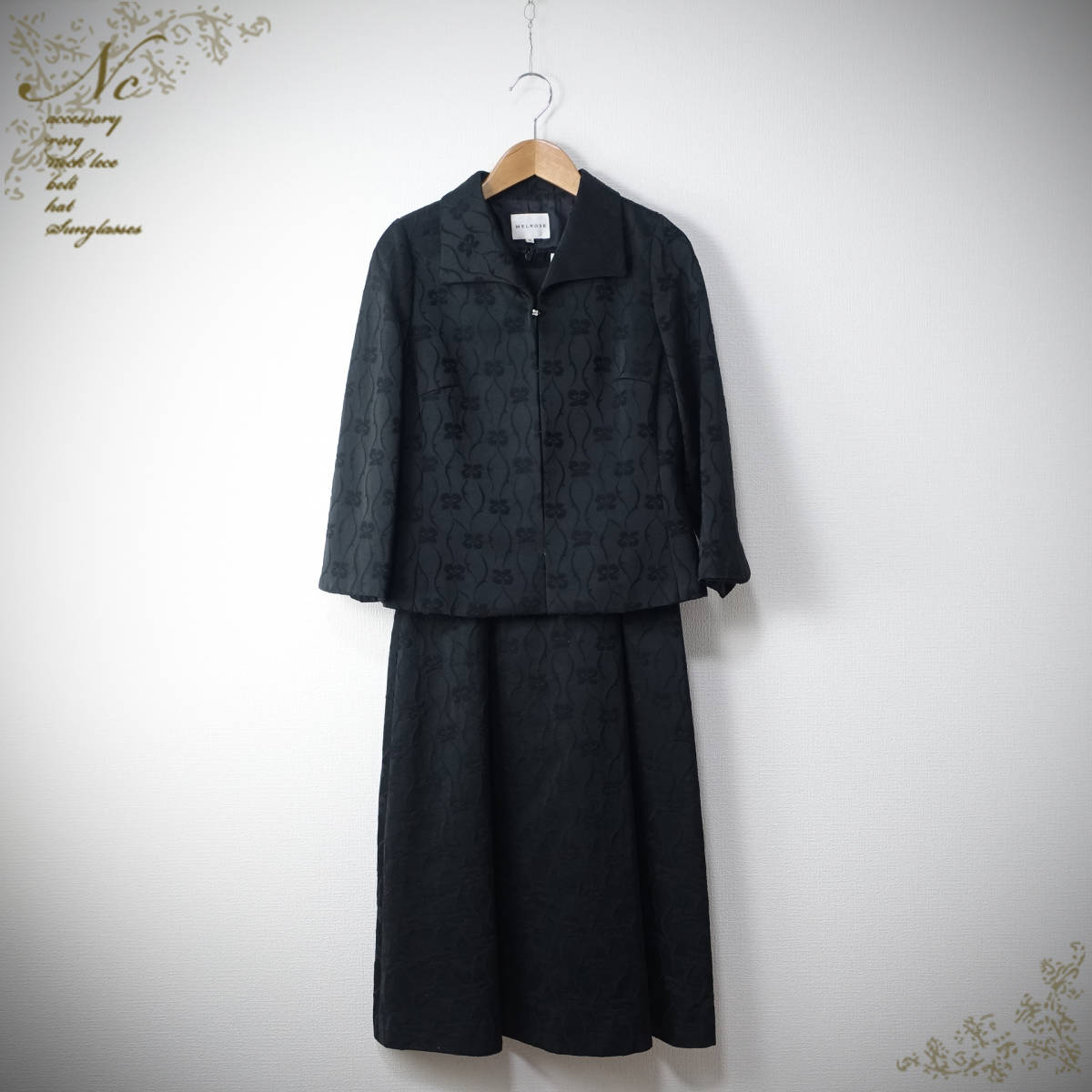 美品☆MELROSE/メルローズ/ツーピース/ジャケット3 ワンピース2/セットアップ/ブラック/黒拍卖