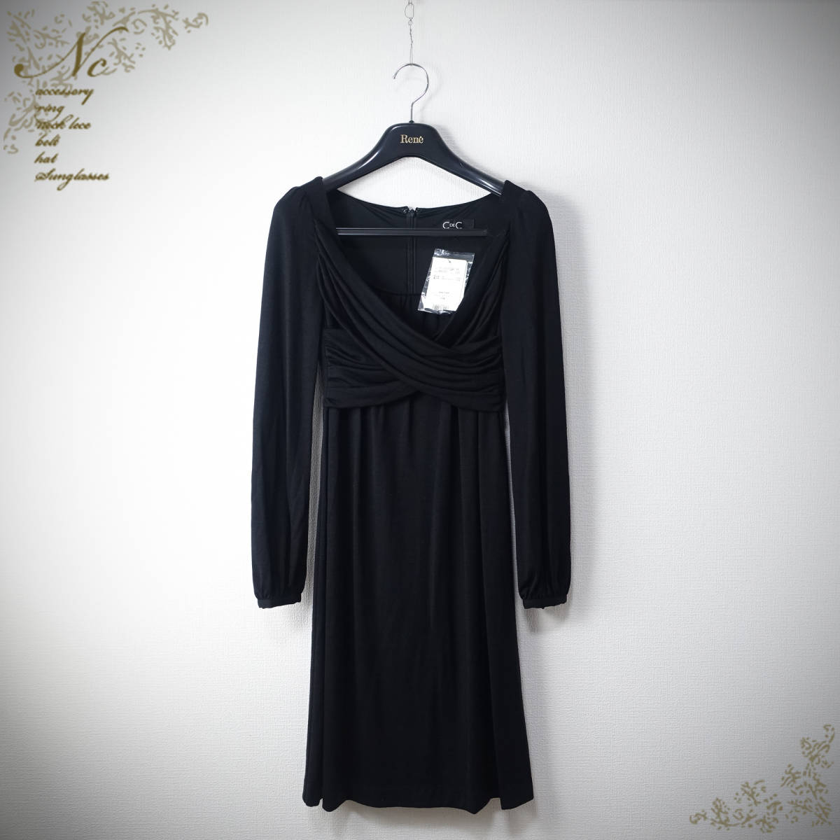 新品未使用タグ付き☆COUP DE CHANCE/クードシャンス/34/日本製ウール100%ワンピース/ブラック/黒拍卖