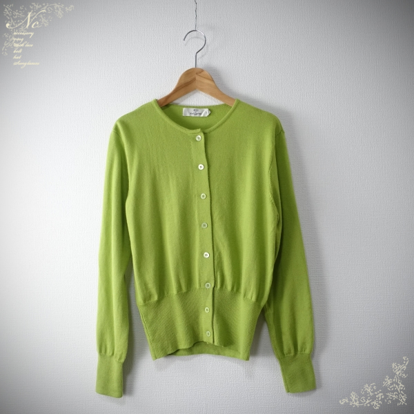 USED*Karl Lagerfeld/カールラガフェルド/38/ウール100%ニットカーディガン/ライトグリーン拍卖