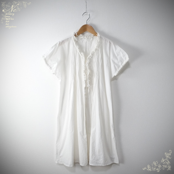 USED*bulle de savon/ビュルデサボン/F/フレンチスリーブチュニックシャツワンピース/ホワイト☆白色拍卖