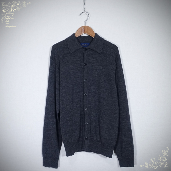 USED*Golden Bear/ゴールデンベア/M/ウール100%ニットカーディガン/ダークグレー拍卖