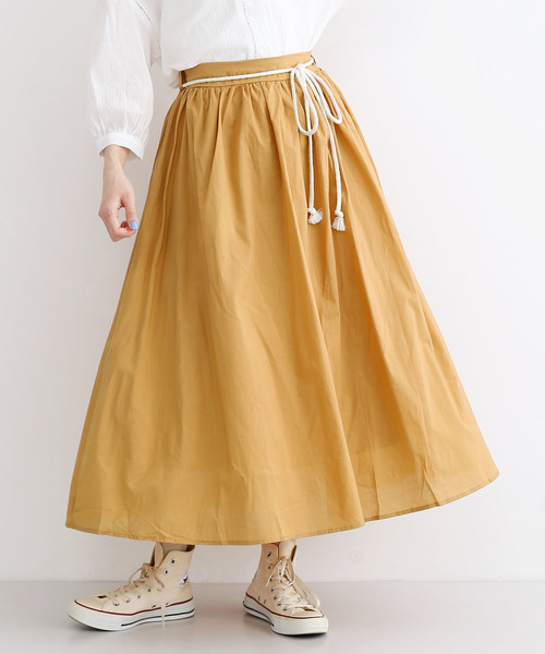 merlot ウエストロープフレアスカート1535 コットン100%のエアリー感があるフレアスカート メルロー拍卖