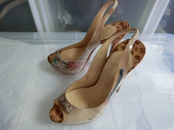 Christian Louboutin ミュール ハイヒール 38 ベージュ クリスチャンルブタン拍卖