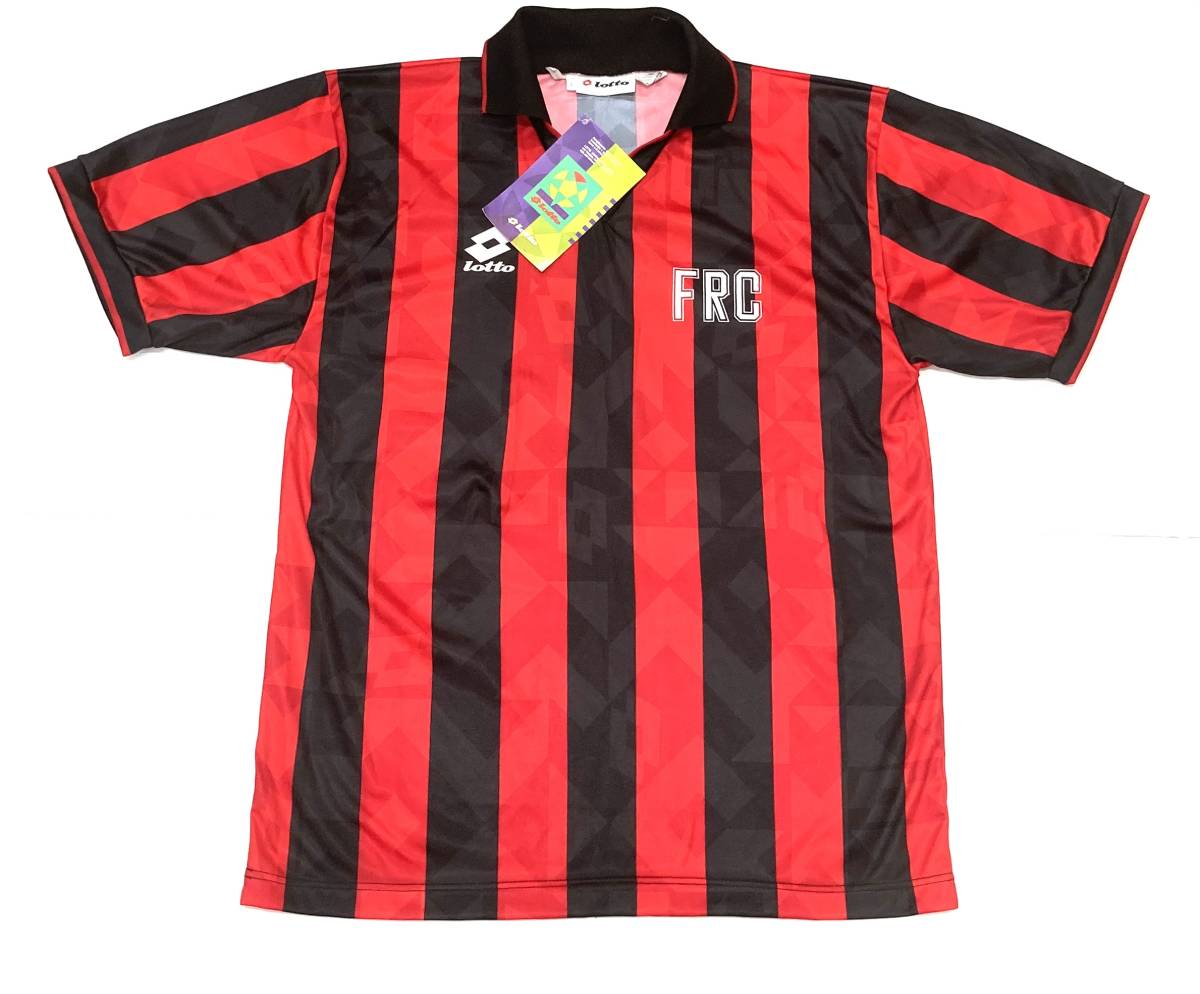 デッド イタリア製 lotto 93-94 MAGLIA J MILAN MC ユニホーム 赤黒 L ACミラン拍卖