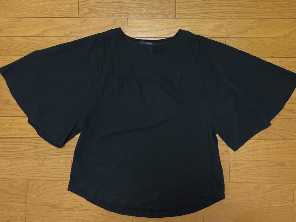 送料無料■GIVORS ブラック フリル袖 カットソー プルオーバー サイズL拍卖