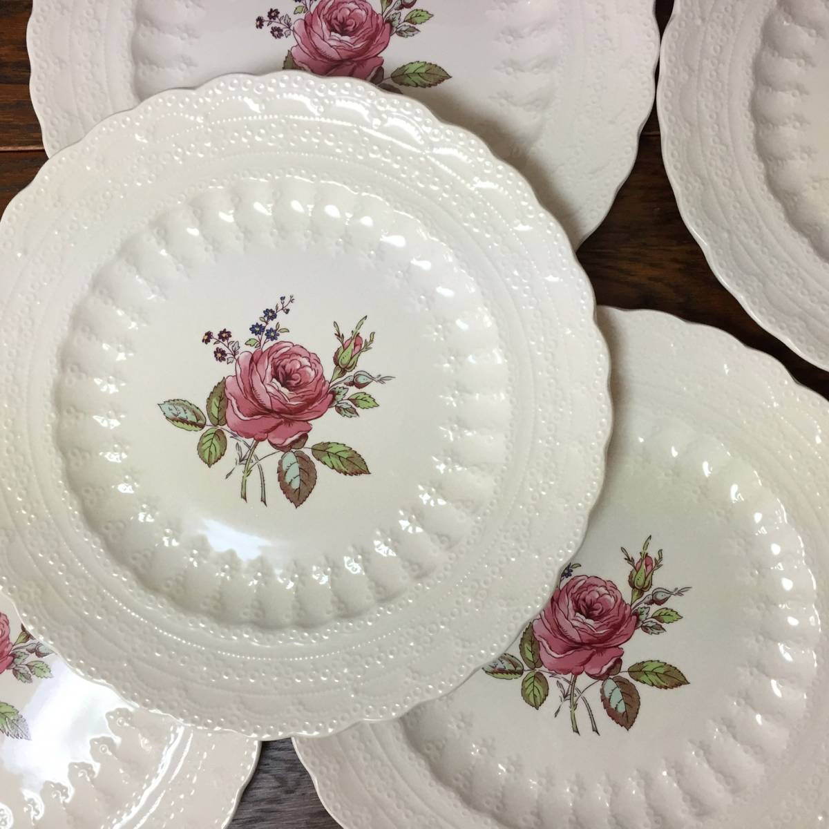 アンティーク☆スポードビリングスレイローズ ディナープレート(6枚) ジュエル拍卖