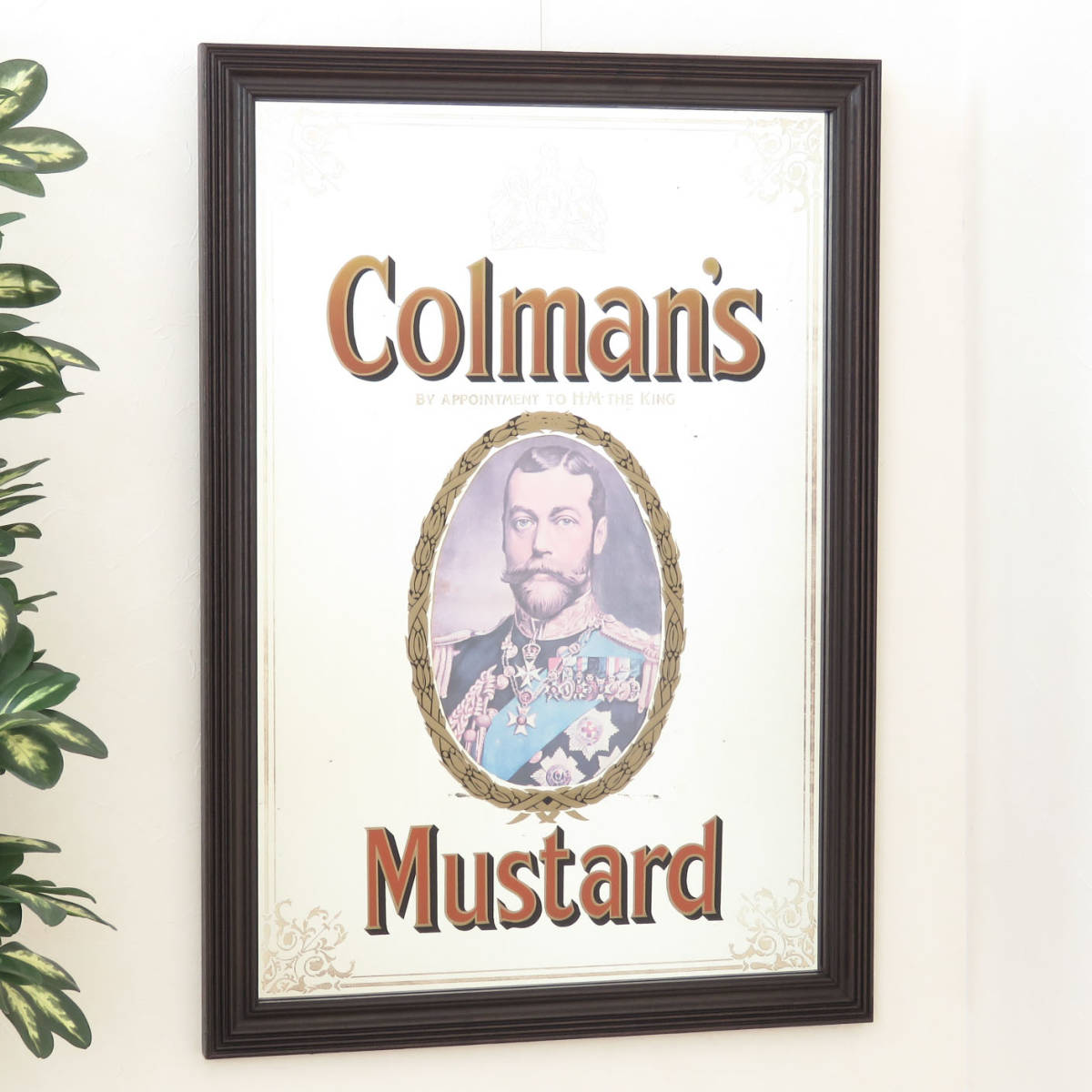 ビンテージパブミラー/コールマン マスタード イギリスのマスタード/壁掛け鏡/店舗什器/ディスプレイ/インテリア雑貨/内装/装飾/PM-0051拍卖