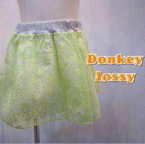 ☆【郵便(クリックポスト)対応】Donkey Jossy(ドンキージョシー)お花の刺繍 オーガンジースカート イエロー 100cm(06-3354)拍卖