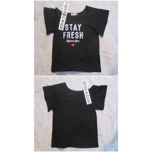 ☆【郵便(クリックポスト)対応】BIJOUX GIRL(ビジューガール) 肩リボンワンショルダー風 Tシャツ ブラック 160cm(56-92206)拍卖