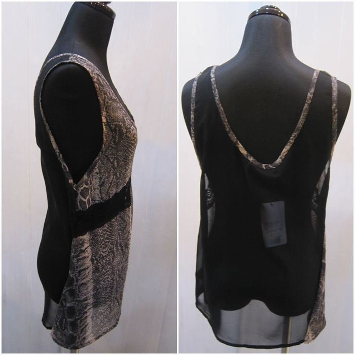 ☆【郵便(クリックポスト)対応】レディース シフォン チュニックタンクトップ パイソン柄 ブラック M~L 15-21461拍卖