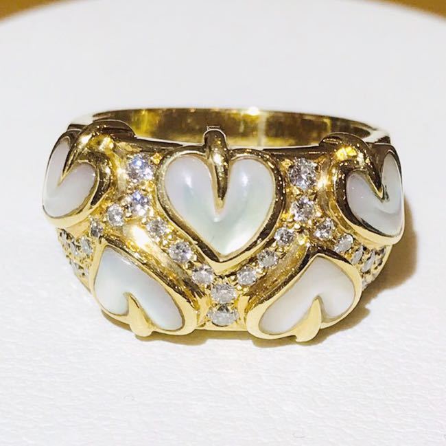 ☆K18 ダイヤ&ハート型シェルリング 12号☆拍卖