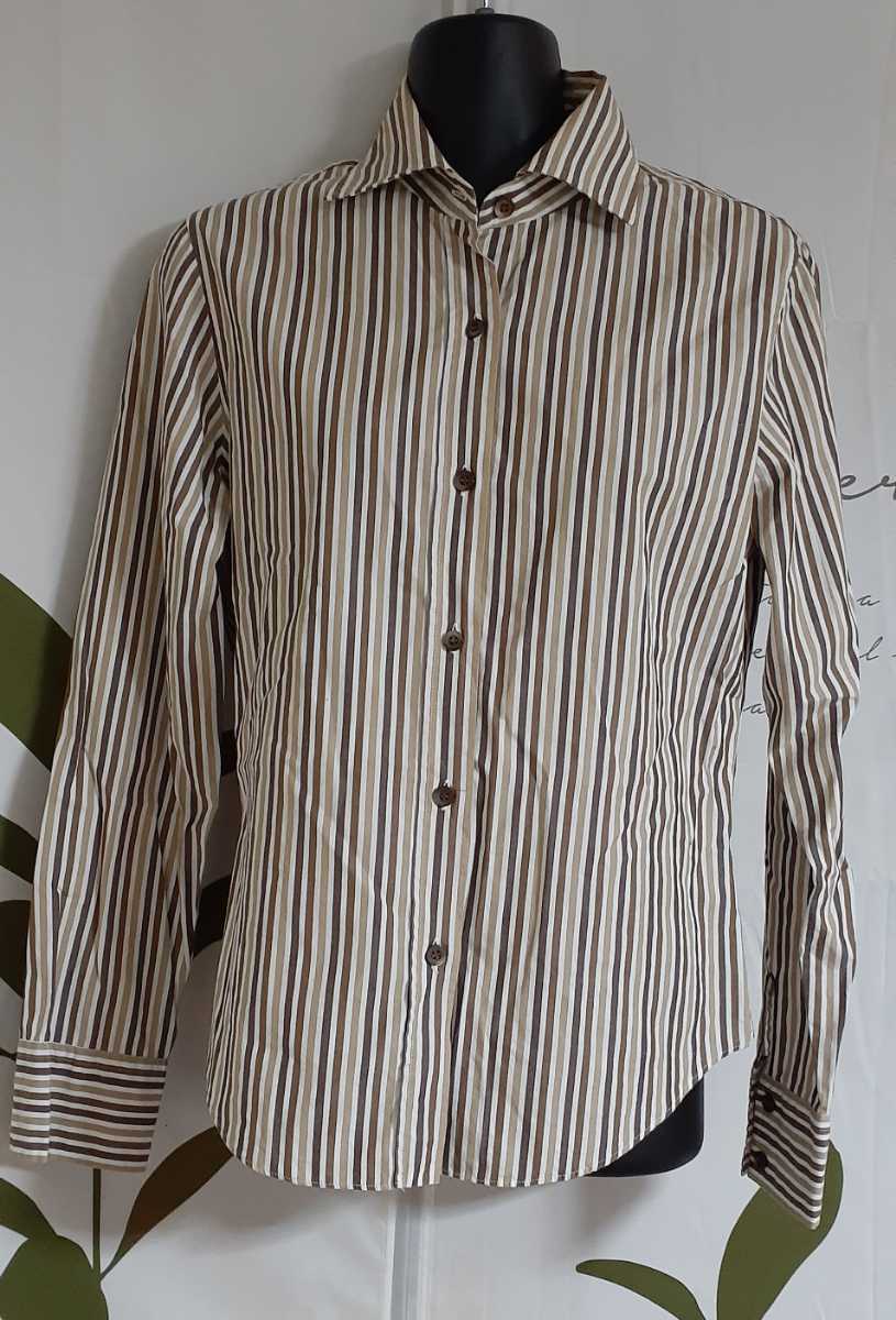 Y 4/3 SHIPS ストライプシャツ 長袖シャツ コットンシャツ拍卖