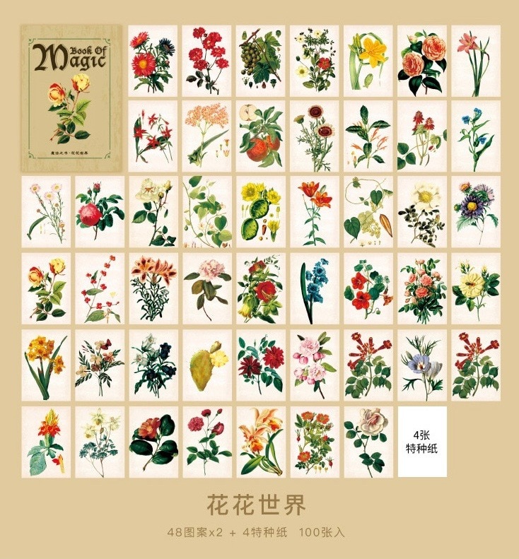 ◆海外ミニメモブック No20-2 ページ柄違い 手帳・日記に ジャンクジャーナル・素材・コラージュに 植物・花拍卖