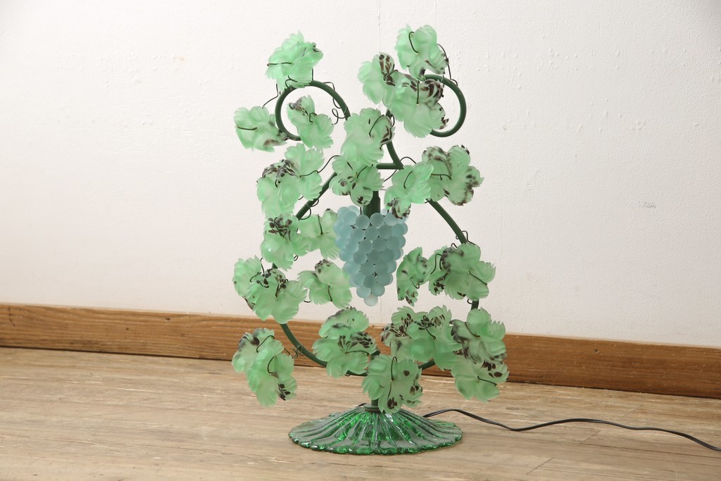 R-058293 ビンテージ照明 希少 イタリア TOSO ムラーノ ブドウ(葡萄、ぶどう) テーブルスタンド(ライト、ベネチアングラス、ヴィンテージ)拍卖