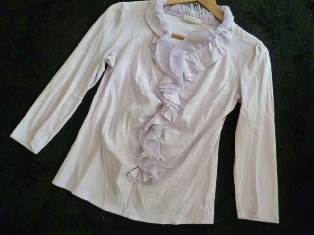 any sis/エニィスィス△ライトパープルセンターフリルネックカットソー2/淡紫オンワード樫山長袖トップスエニィシス△BO61拍卖