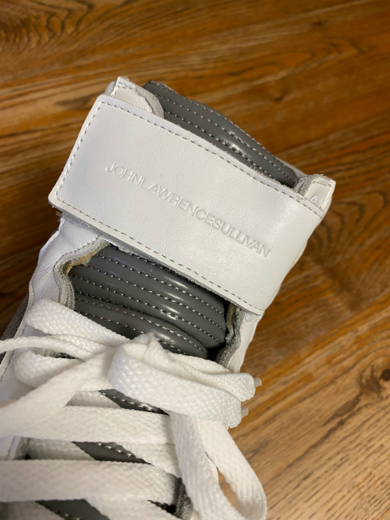 美品 ジョンローレンスサリバン JOHN LAWRENCE SULLIVAN 8 ハイカットスニーカー WHITE GREY 7B005 11-51 ベルクロ拍卖