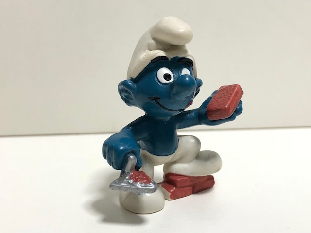 【 スマーフ PVC フィギュア 】 SMURF ヴィンテージ レンガ 職人 工事 / SCHLEICH シュライヒ SMURF VINTAGE PVC FIGURE V6-61-70拍卖