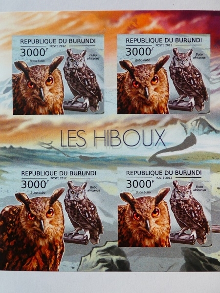 ブルンジ切手『ふくろう』鳥 無目打 2012 A-d拍卖