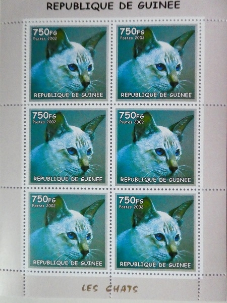 ギニア切手『猫』6枚シート 2002 E拍卖