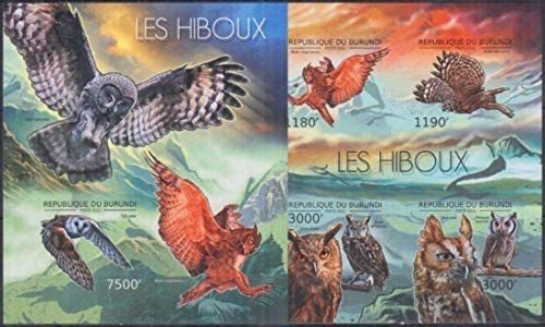 ブルンジ切手『ふくろう』鳥 無目打 2シートセット 2012 市場価格4000円 A拍卖