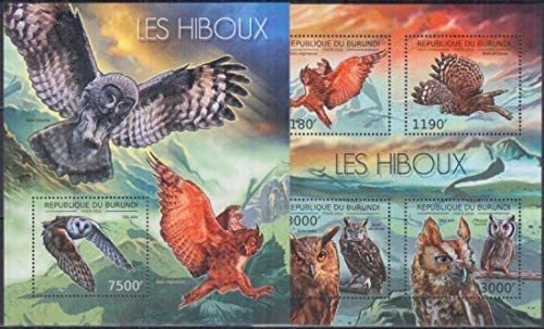 ブルンジ切手『ふくろう』鳥 2シートセット 2012 市場価格2500円 A拍卖