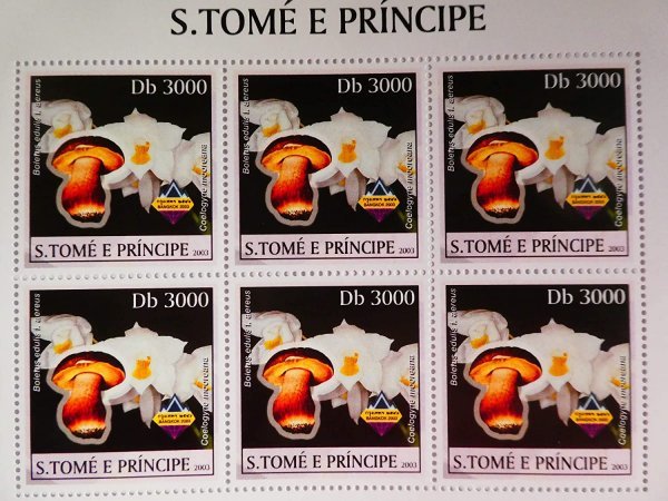 サントメプリンシペ切手『きのこ/花』6枚シート 2003 e拍卖